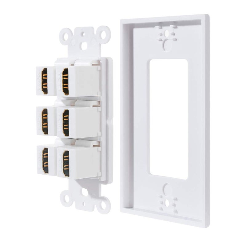 TENINYU HDMI Wall Plate 6 Port, HDMI Socket Plug Insert Jack Outlet Panel Mount Support 4K 60Hz HDR 1080P 3D Ethernet Built in High Speed Cable Extension Coupler for Projector & Home Theater (6 Port) - Image 5